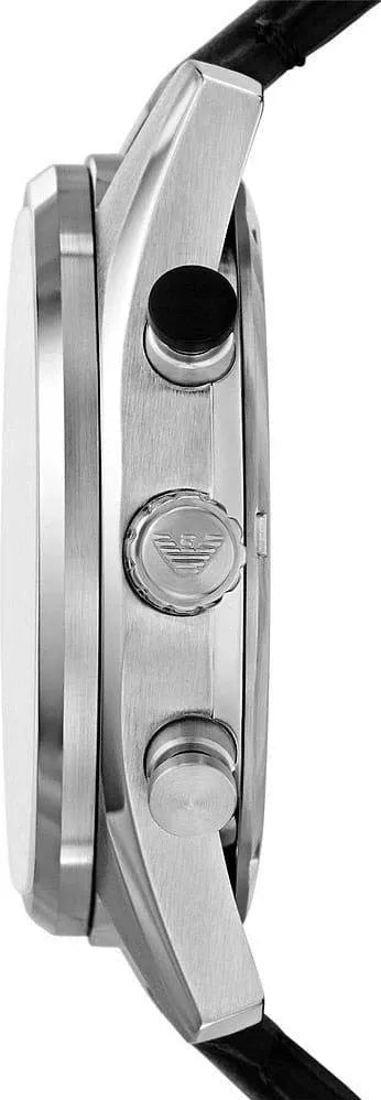 Emporio Armani Racer Chronograph Black Dial Black Leather Strap Watch for Men - AR11635 Buy Now By Emporio Armani