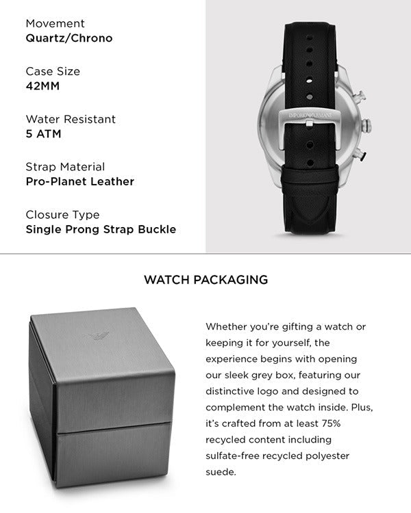 Emporio Armani Racer Chronograph Black Dial Black Leather Strap Watch for Men - AR11635 Buy Now By Emporio Armani