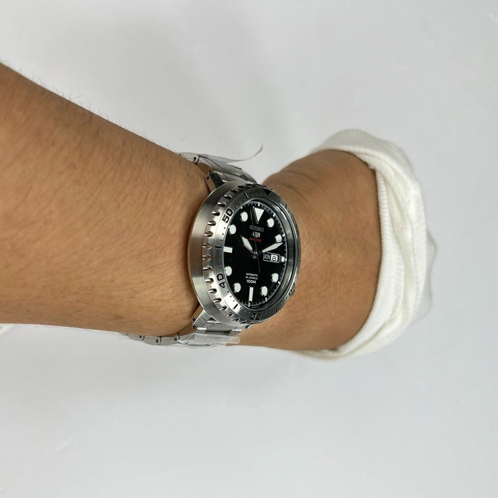 Seiko 5 Sports Automatic Black Dial Silver Steel Strap Watch for Men - SRPC61J1 Buy Now By Seiko