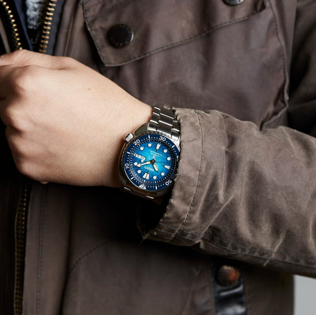 Seiko US Special Edition Automatic Green Dial Silver Steel Strap Watch for Men - SRPH57