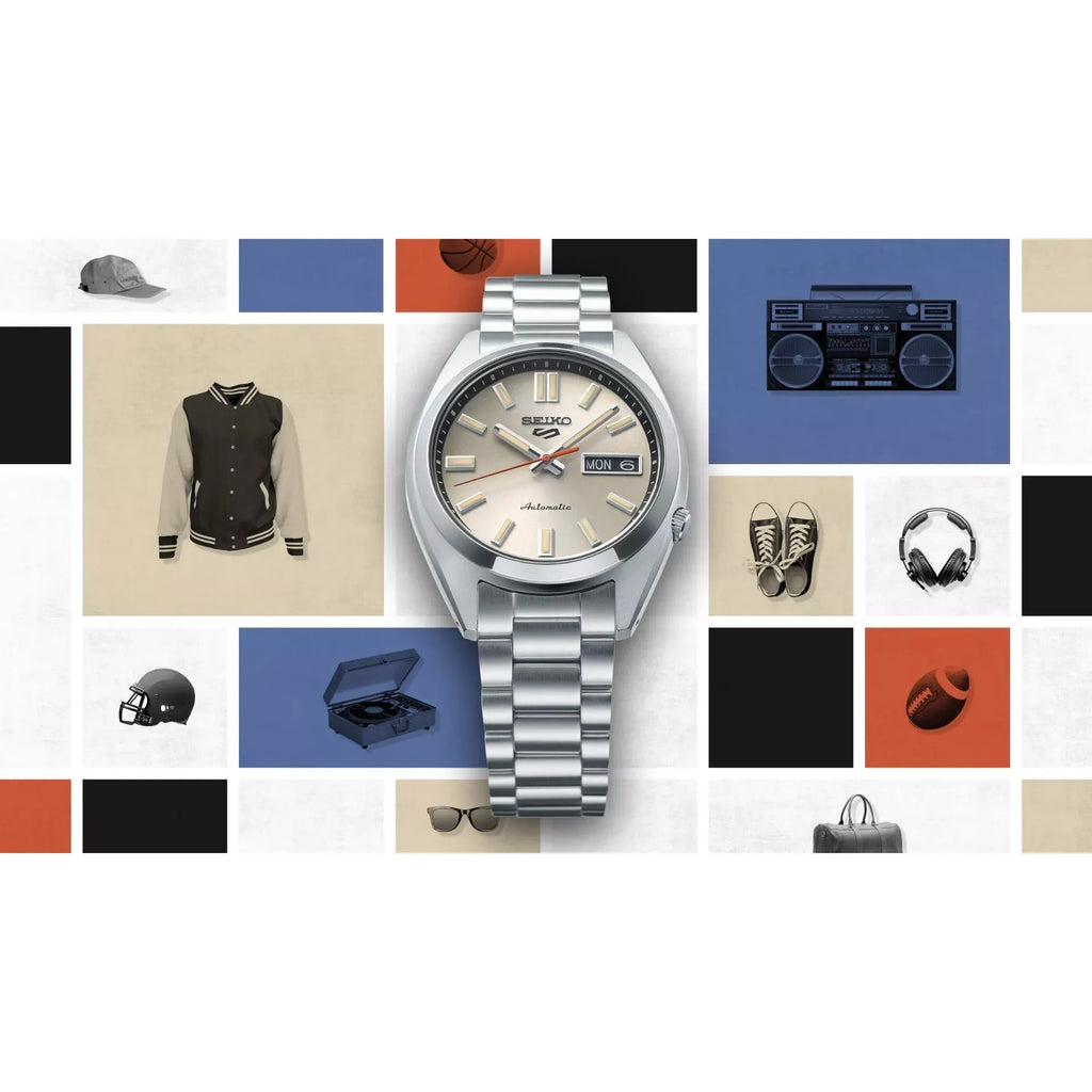 Seiko 5 Sports SNXS Series Automatic Beige Dial Silver Steel Strap Watch for Men - SRPK91K1 Buy Now By Seiko