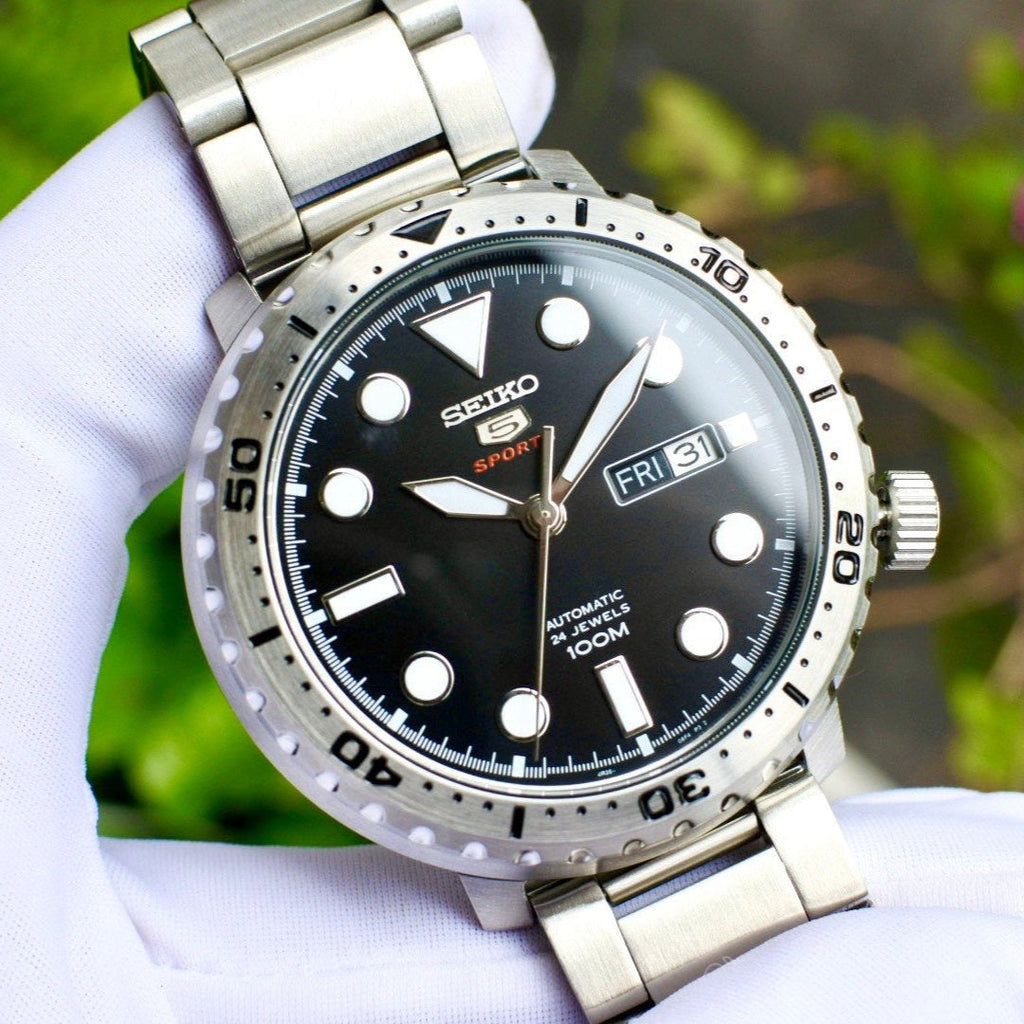 Seiko 5 Sports Automatic Black Dial Silver Steel Strap Watch for Men - SRPC61J1 Buy Now By Seiko