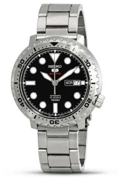 Seiko 5 Sports Automatic Black Dial Silver Steel Strap Watch for Men - SRPC61J1 Buy Now By Seiko