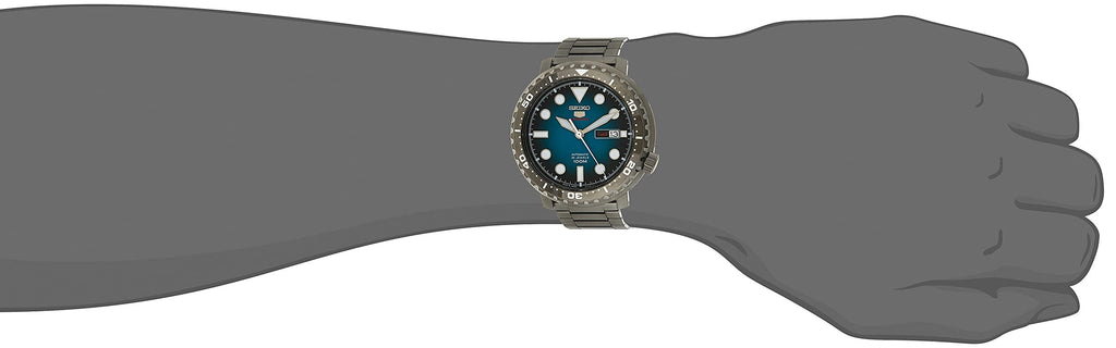 Seiko 5 Sports Automatic Turquoise Dial Grey Steel Strap Watch for Men - SRPC65J1 Buy Now By Seiko