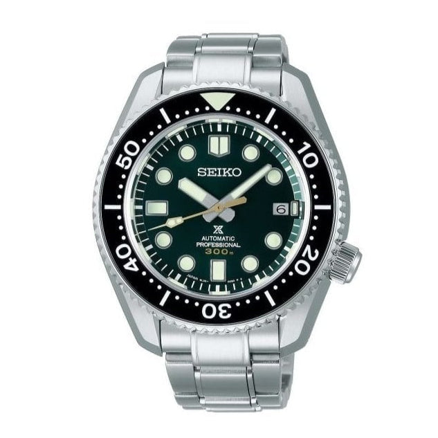 Seiko Prospex 140th Anniversary Limited Edition Automatic Scuba Divers Green Dial Silver Steel Strap Watch for Men - SPB207J1