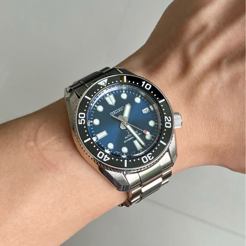 Seiko Prospex Marinemaster Automatic Scuba Divers Blue Dial Silver Steel Strap Watch for Men - SPB187J1