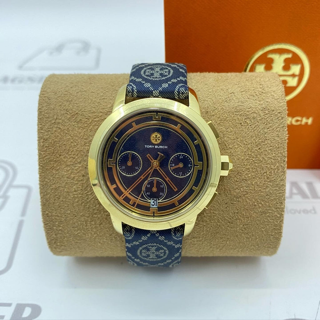 Tory Burch The Miller Chronograph Blue Dial Blue Jacquard Strap Watch for Women - TBW1038 Buy Now By Tory Burch