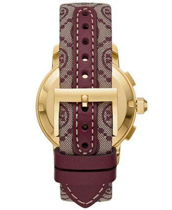 Tory Burch The Tory Chronograph White Dial Maroon Jacquard Strap Watch for Women - TBW1051 Buy Now By Tory Burch
