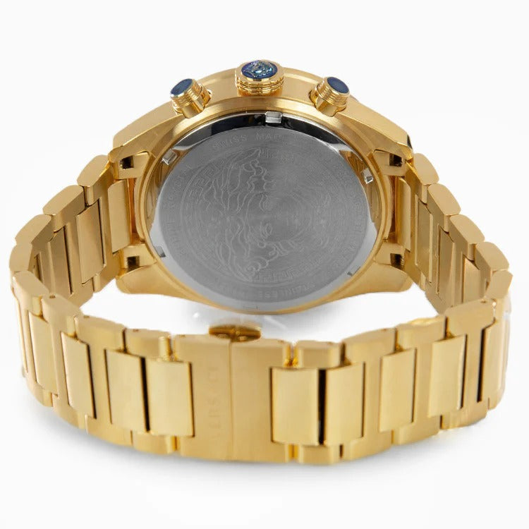 Versace Greca Dome Chronograph Black Dial Gold Steel Strap Watch for Men - VE6K00523 Buy Now By Versace