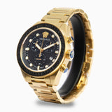 Versace Greca Dome Chronograph Black Dial Gold Steel Strap Watch for Men - VE6K00523 Buy Now By Versace
