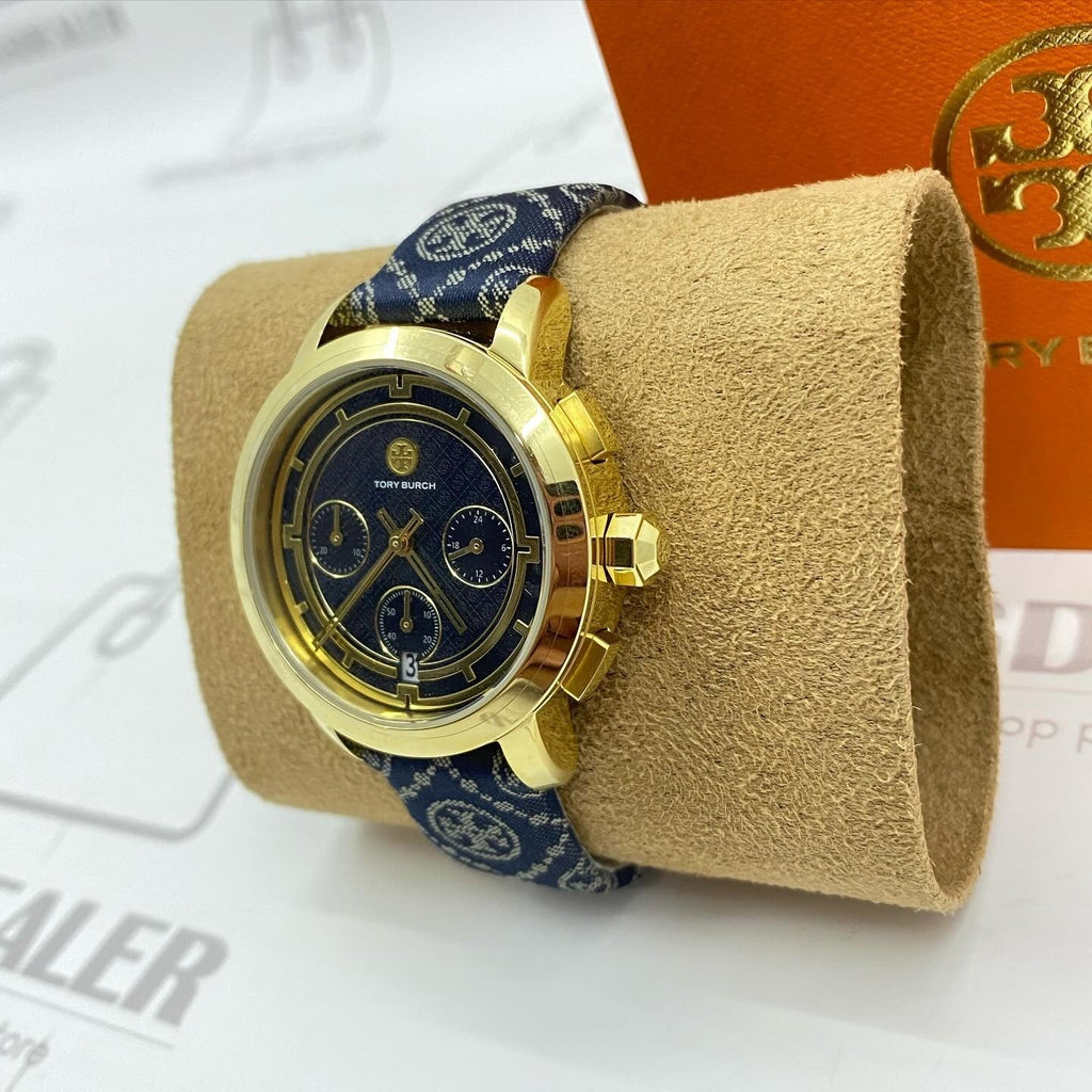 Tory Burch The Miller Chronograph Blue Dial Blue Jacquard Strap Watch for Women - TBW1038 Buy Now By Tory Burch