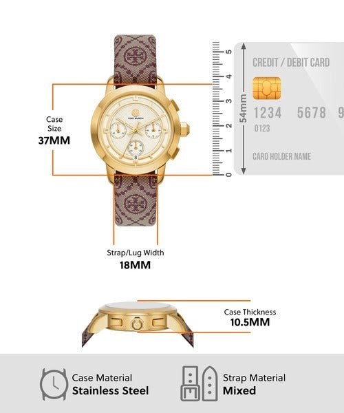 Tory Burch The Tory Chronograph White Dial Maroon Jacquard Strap Watch for Women - TBW1051 Buy Now By Tory Burch