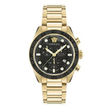 Versace Greca Dome Chronograph Black Dial Gold Steel Strap Watch for Men - VE6K00523 Buy Now By Versace