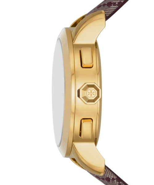 Tory Burch The Tory Chronograph White Dial Maroon Jacquard Strap Watch for Women - TBW1051 Buy Now By Tory Burch