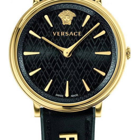 Versace V Circulus Quartz Black Dial Black Leather Strap Watch for Women - VBP12017 Buy Now By Versace