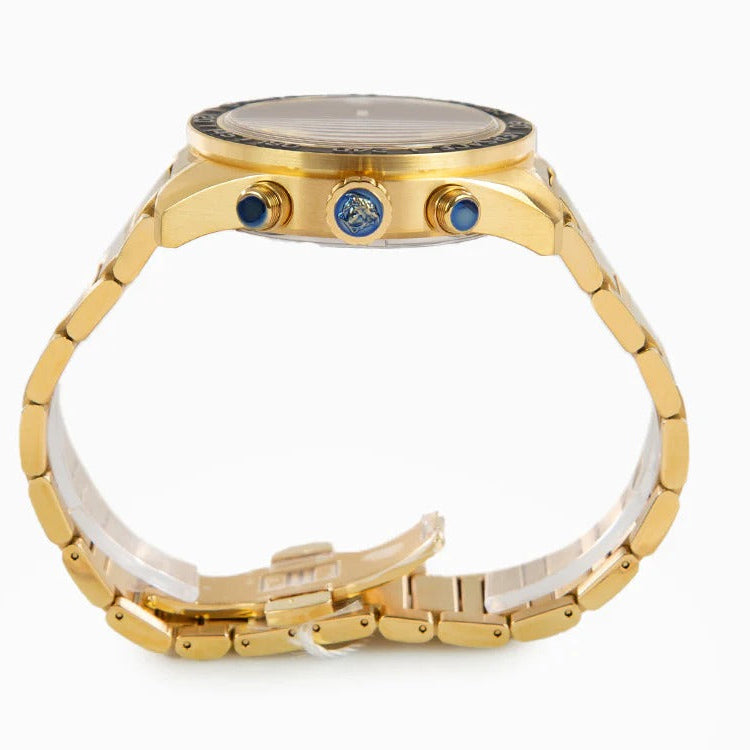 Versace Greca Dome Chronograph Black Dial Gold Steel Strap Watch for Men - VE6K00523 Buy Now By Versace