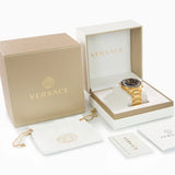 Versace Greca Dome Chronograph Black Dial Gold Steel Strap Watch for Men - VE6K00523 Buy Now By Versace