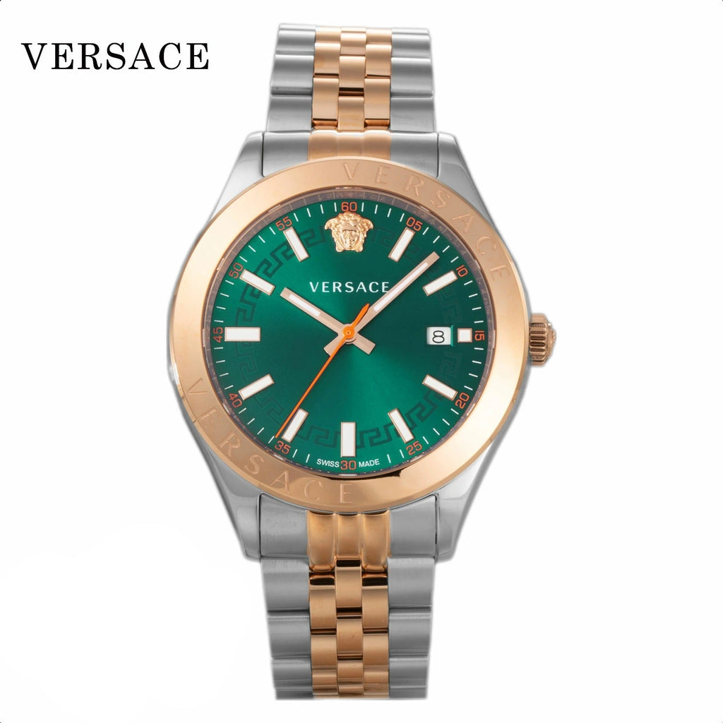 Versace Hellenyium Quartz Green Dial Two Tone Steel Strap Watch for Men - VEVK01324 Buy Now By Versace