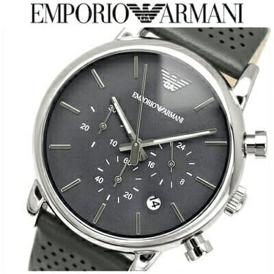 Emporio Armani Luigi Chronograph Quartz Grey Dial Grey Leather Strap Watch For Men - AR1735 Buy Now By Emporio Armani