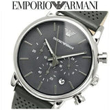 Emporio Armani Luigi Chronograph Quartz Grey Dial Grey Leather Strap Watch For Men - AR1735 Buy Now By Emporio Armani