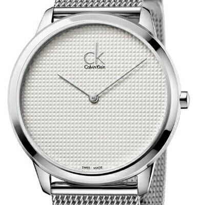 Calvin Klein Minimal White Dial Silver Mesh Bracelet Watch for Men - K3M2112Y Buy Now By Calvin Klein