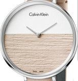 Calvin Klein Rise White Beige Dial Beige Leather Strap Watch for Women - K7A231XH Buy Now By Calvin Klein