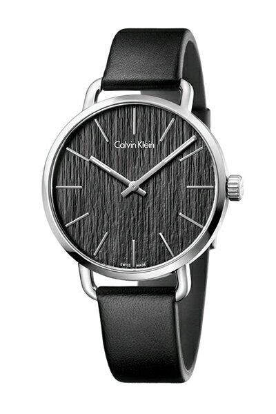 Calvin Klein Even Black Dial Black Leather Strap Watch for Women - K7B211C1 Buy Now By Calvin Klein