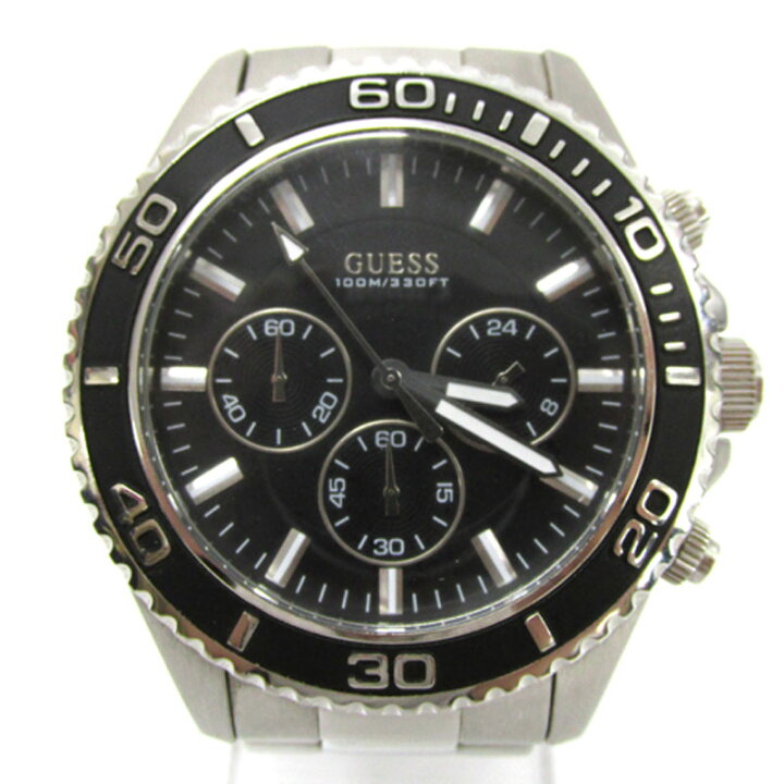 Guess Chaser Chronograph Black Dial Silver Steel Strap Watch for Men - W0170G1 Buy Now By Guess