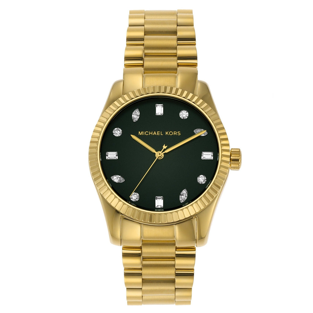 Michael Kors Lexington Three Hand Green Dial Gold Steel Strap Watch For Women - MK7449 Buy Now By Michael Kors