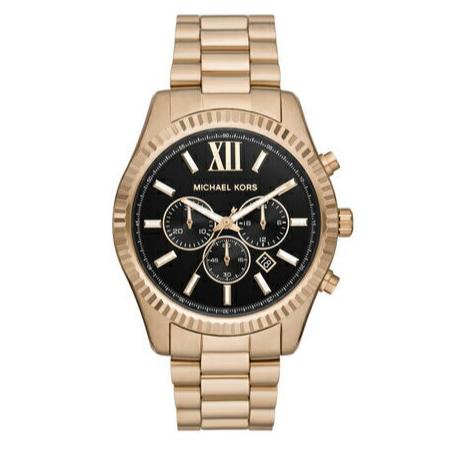 Michael Kors Lexington Chronograph Black Dial Gold Steel Strap Watch for Men - MK9155 Buy Now By Michael Kors