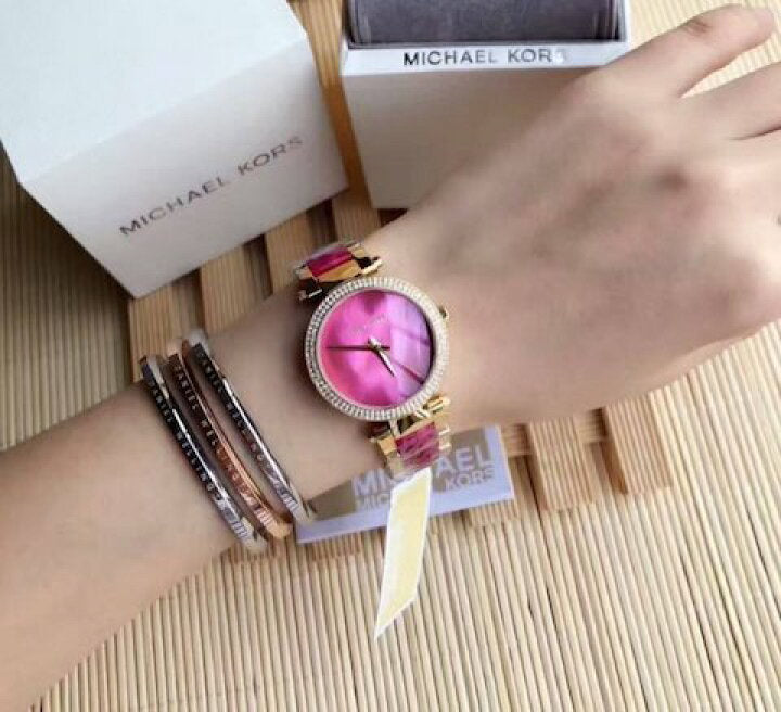 Michael Kors Parker Pink Mother of Pearl Dial Two Tone Steel Strap Watch for Women - MK6490 Buy Now By Michael Kors