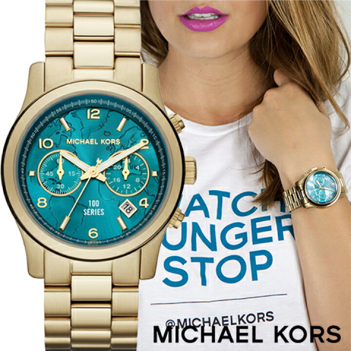 Michael Kors Runway Hunger Stop100 Series Blue Dial Gold Steel Strap Watch for Women - MK5815 Buy Now By Michael Kors