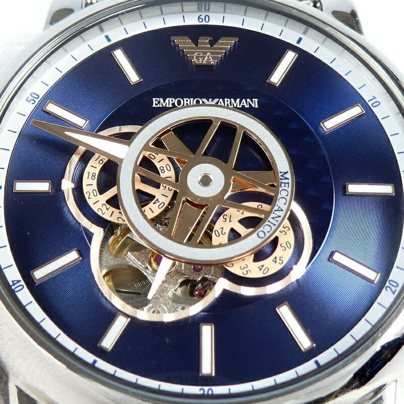 Emporio Armani Luigi Chronograph Skeleton Blue Dial Silver Steel Strap Watch For Men - AR60036 Buy Now By Emporio Armani