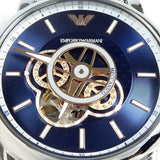 Emporio Armani Luigi Chronograph Skeleton Blue Dial Silver Steel Strap Watch For Men - AR60036 Buy Now By Emporio Armani