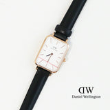 Daniel Wellington Quadro White Dial Black Leather Strap Watch For Women - DW00100434 Buy Now By Daniel Wellington