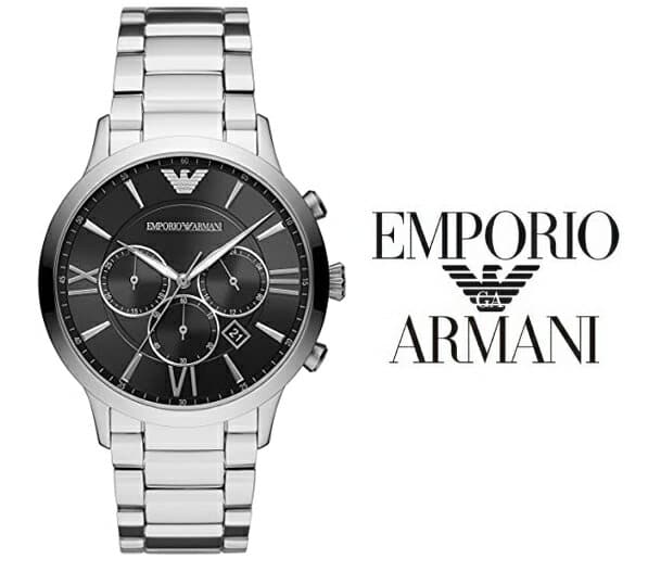 Emporio Armani Giovanni Chronograph Black Dial Silver Steel Strap Watch For Men - AR11208 Buy Now By Emporio Armani