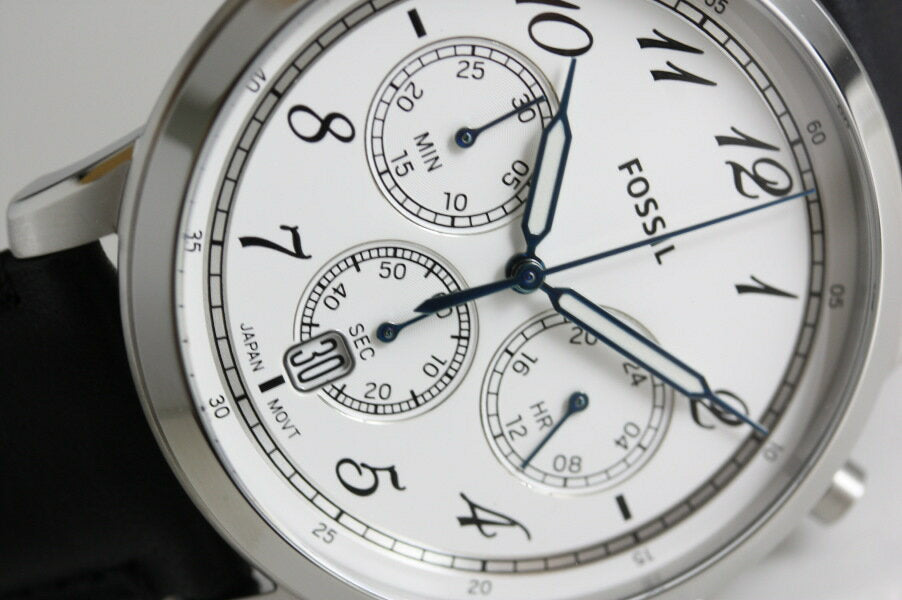 Fossil Neutra Chronograph White Dial Black Leather Strap Watch for Men - FS6023 Buy Now By Fossil