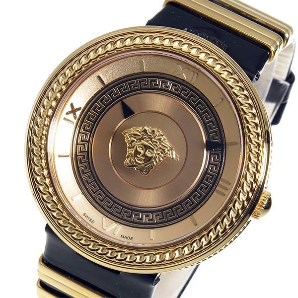 Versace V Metal Icon Gold Dial Black & Gold Strap Watch for Women - VLC030014 Buy Now By Versace