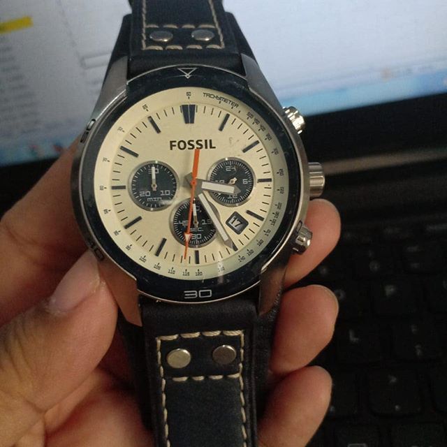 Fossil Coachman Chronograph White Dial Blue Leather Strap Watch for Men - CH3051 Buy Now By Fossil