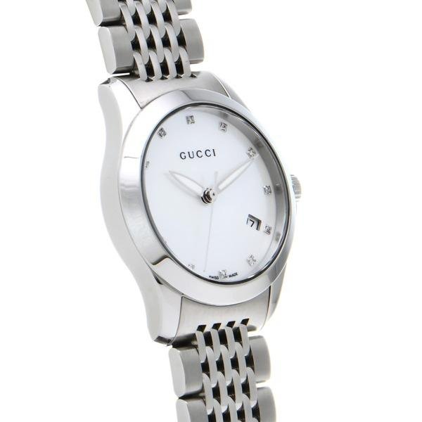 Gucci G Timeless Diamonds Mother of Pearl Dial Silver Steel Strap Watch For Women - YA126504 Buy Now By Gucci