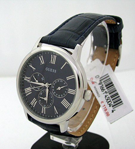 Guess Wafer Chronograph Quartz Blue Dial Blue Leather Strap Watch For Men - W0496G3 Buy Now By Guess
