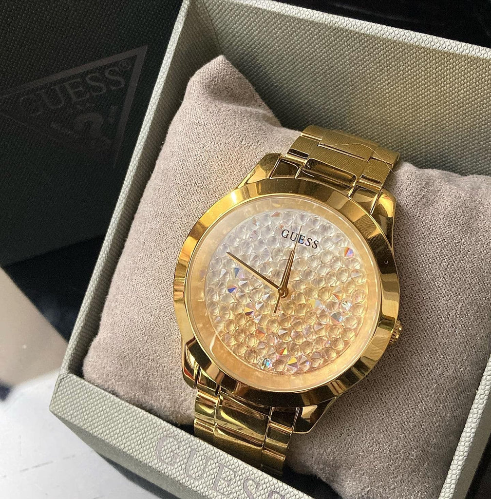 Guess Crush Gold Dial Gold Steel Strap Watch For Women - GW0020L2 Buy Now By Guess