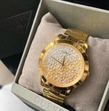 Guess Crush Gold Dial Gold Steel Strap Watch For Women - GW0020L2 Buy Now By Guess