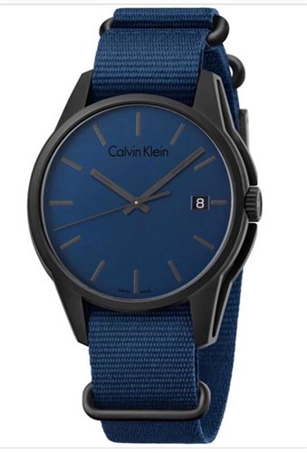 Calvin Klein Tone Blue Dial Blue NATO Strap Watch for Men - K7K514VN Buy Now By Calvin Klein