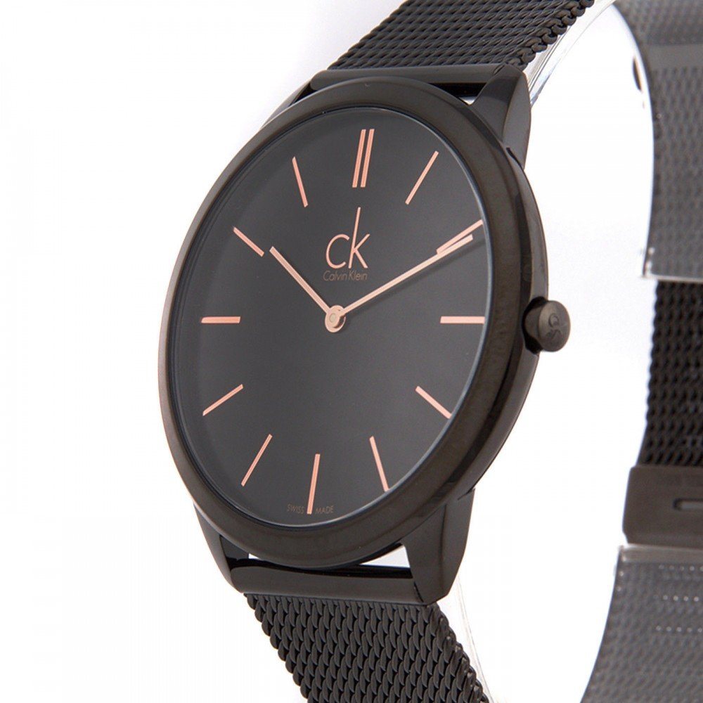 Calvin Klein Minimal Black Dial Black Mesh Bracelet Watch for Men - K3M21421 Buy Now By Calvin Klein