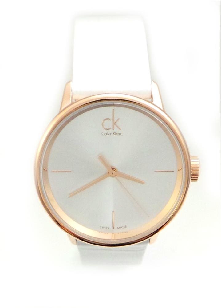 Calvin Klein Accent White Dial White Leather Strap Watch for Women - K2Y2Y6K6 Buy Now By Calvin Klein
