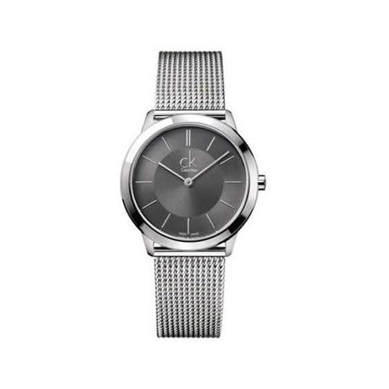Calvin Klein Minimal Grey Dial Silver Mesh Bracelet Watch for Women - K3M23124 Buy Now By Calvin Klein