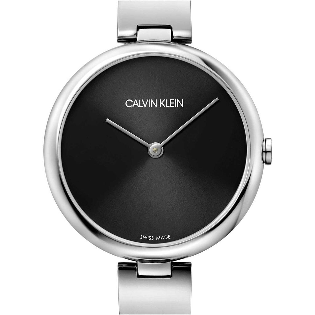 Calvin Klein Wavy Black Dial Silver Steel Strap Watch for Women - K9U23141 Buy Now By Calvin Klein