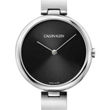 Calvin Klein Wavy Black Dial Silver Steel Strap Watch for Women - K9U23141 Buy Now By Calvin Klein