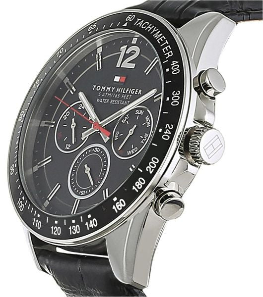Tommy Hilfiger Luke Quartz Black Dial Black Leather Strap Watch for Men - 1791117 Buy Now By Tommy Hilfiger